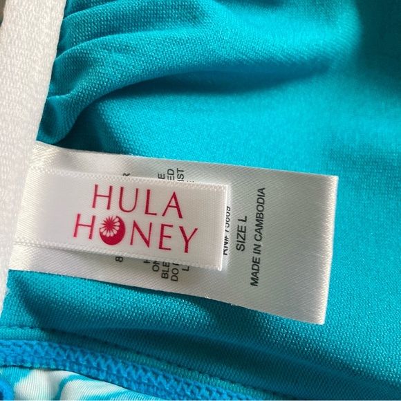 HULA HONEY After Shock Tie-Dyed Cut-Out Back Tankini Teal Macrame Detail Large - Picture 10 of 13